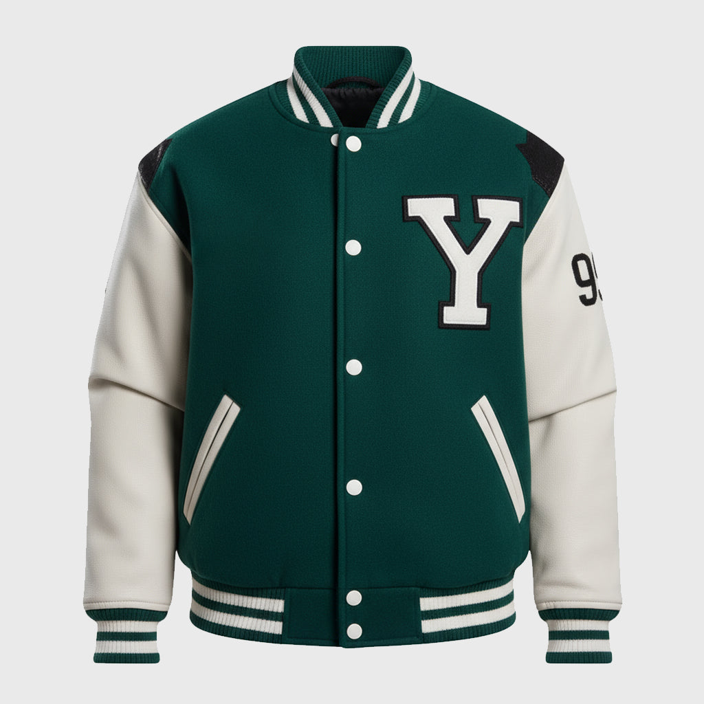 Green Varsity Jacket With Embroidered Patch