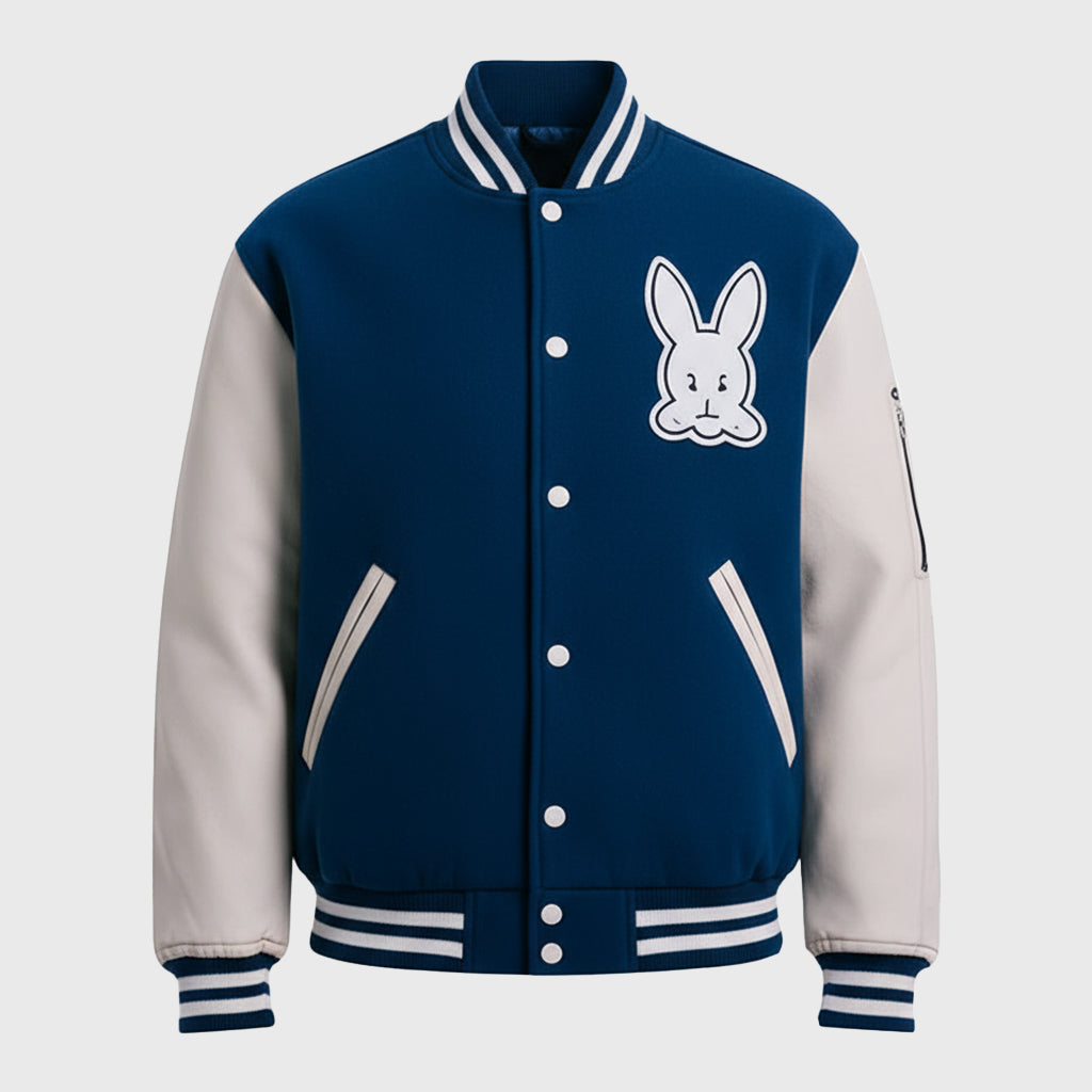 Blue Baseball Rabbit Varsity Jacket