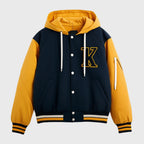 Black and Yellow Varsity Jacket with Detachable Hood