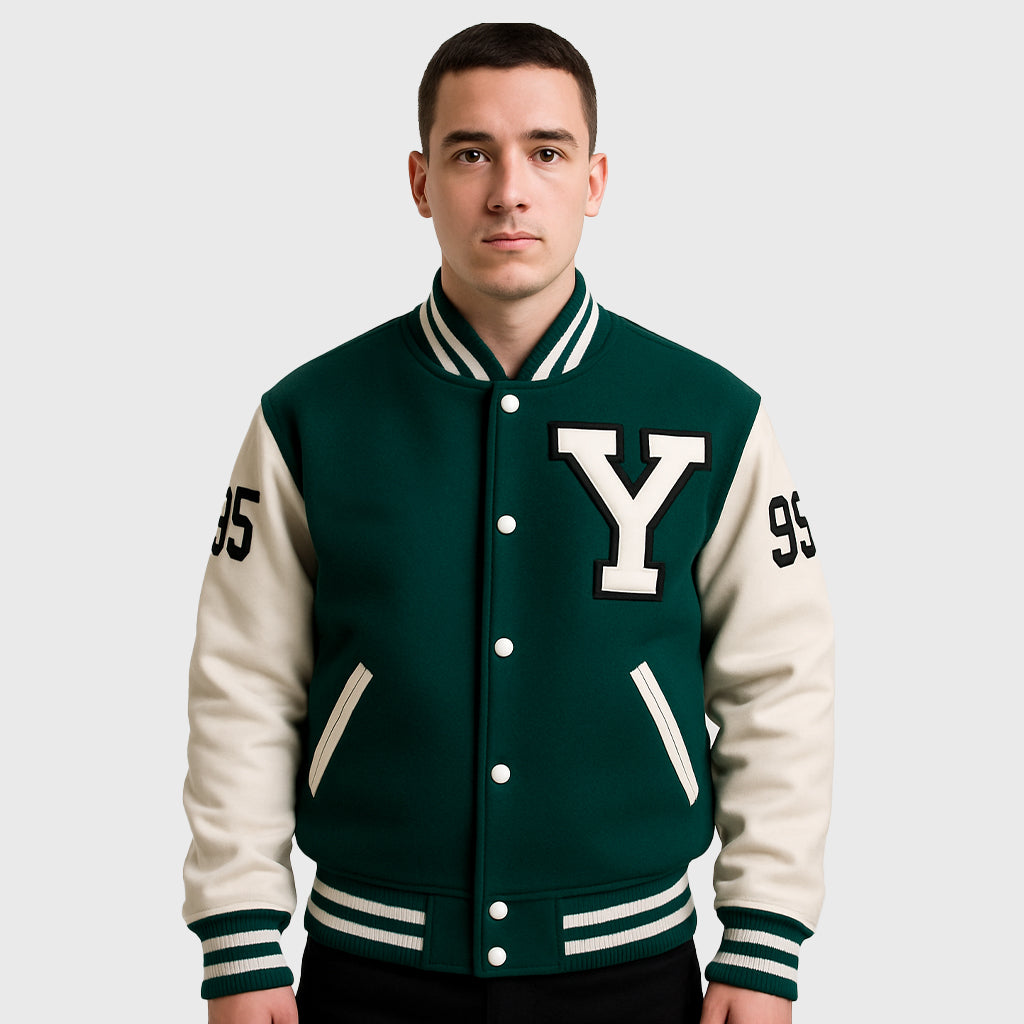 Green Varsity Jacket With Embroidered Patch