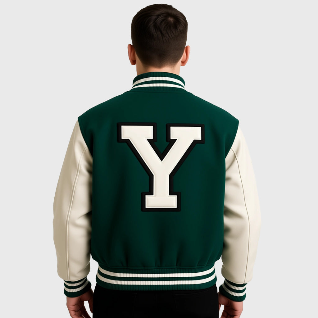 Green Varsity Jacket With Embroidered Patch
