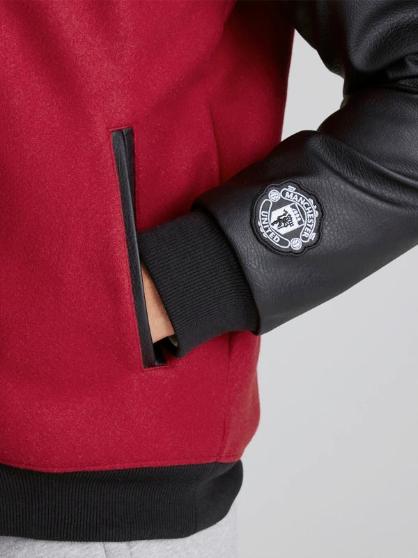 Adidas Manchester United Red and Black Varsity Jacket