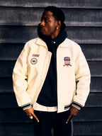Adidas x Avirex White Leather Jacket