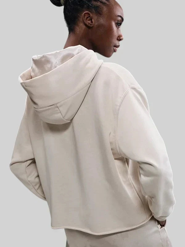 A'ja Wilson Cropped Basketball Hoodie Beige