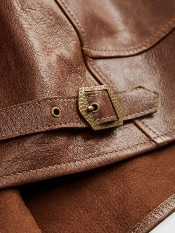 Albert Einstein Levi's Menlo Cossack Brown Leather Jacket