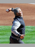 Andy Pettitte Yankees Nike Bomber Jacket Black and Grey