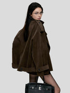 Brown Loose Suede Jacket