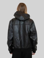 Carhartt Black Hooded Leather Jacket