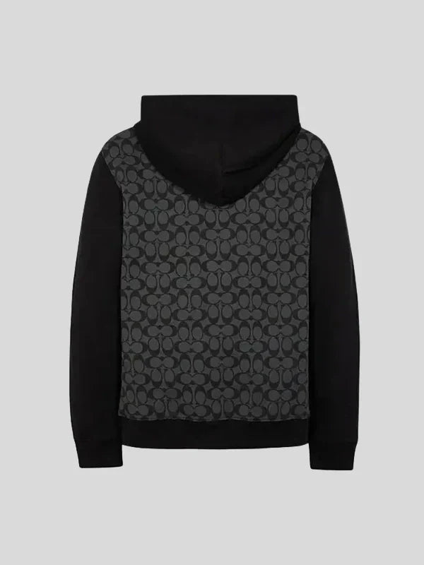 Coach Signature Men Full Zip Hoodie Charcoal Gray