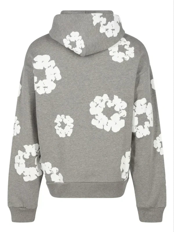 Denim Tears Printed Cotton Wreath Hoodie Grey
