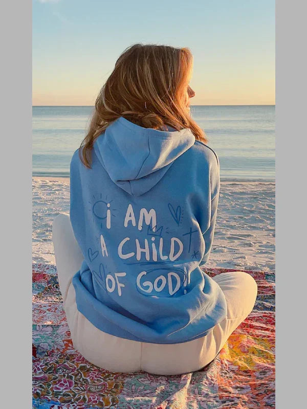 I Am A Child Of God Blue Oversized Unisex Hoodie