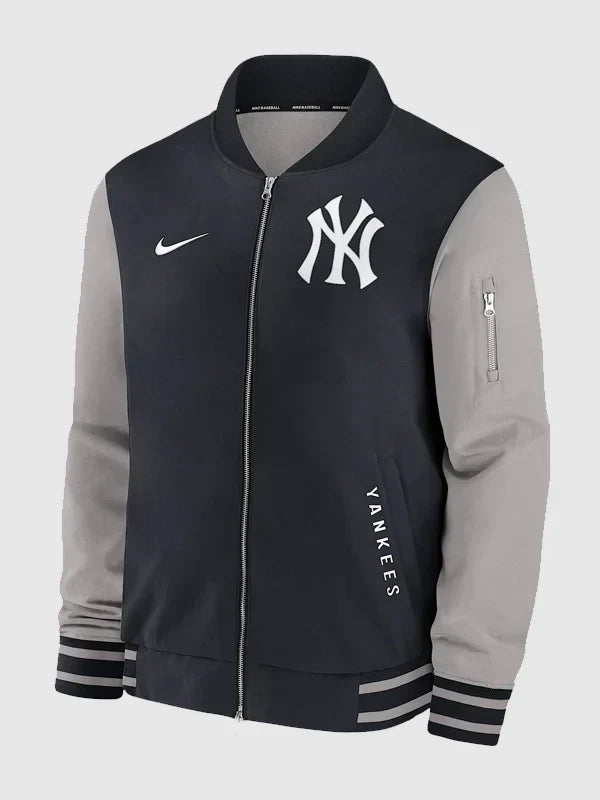 Nike Yankees Dugout Bomber Jacket Black and Grey