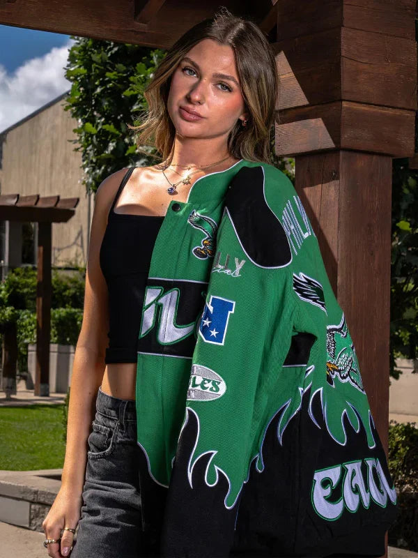 Philadelphia Eagles Kelly Green Racing Bomber Jacket