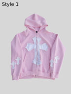 Pink Cross Zip Hoodie