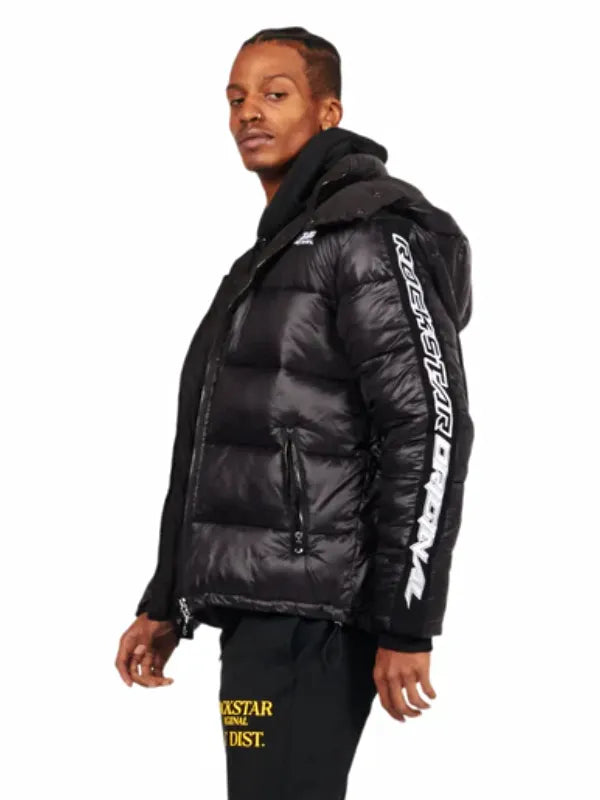 Rockstar Black Hooded Puffer Jacket