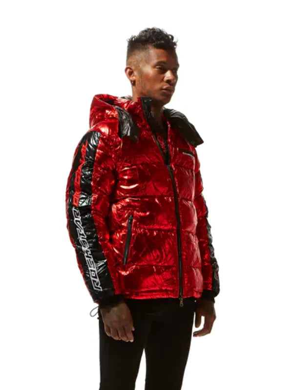 Rockstar Red Hooded Puffer Jacket