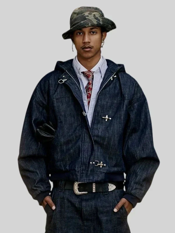 Shinzo Okayama 15oz Raw Japanese Denim Clasp Jacket Blue