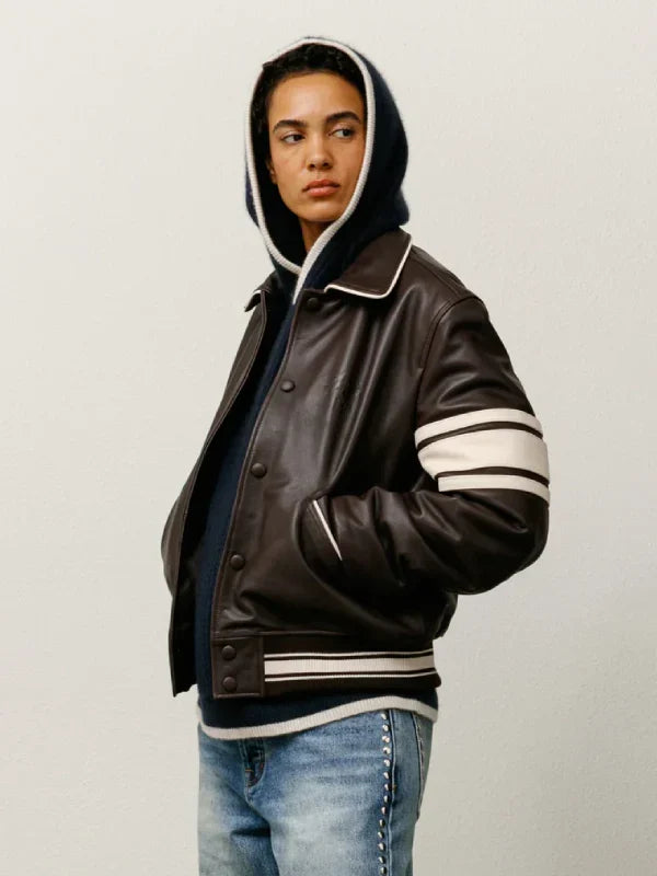 Stussy Wales Bonner Leather Jacket Brown