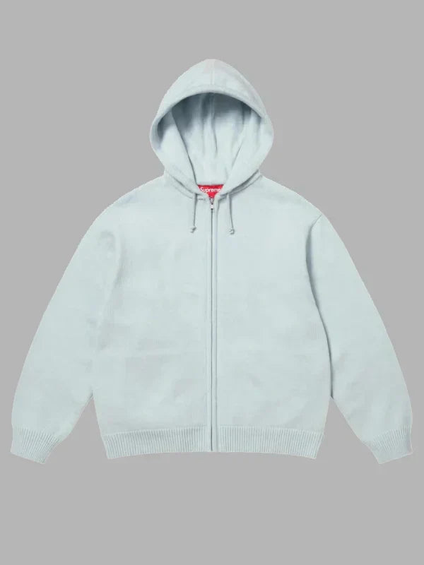 Supreme Last Supper Embroidered Zip Up Hooded Sweater Blue