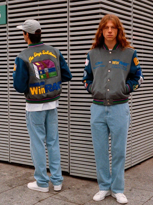 Tern x Winrar Grey and Blue Varsity Jacket
