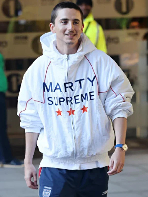 Timothee Chalamet Marty Supreme Jacket White