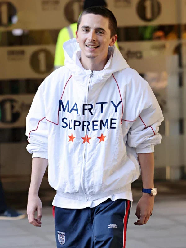 Timothee Chalamet White Marty Supreme Jacket