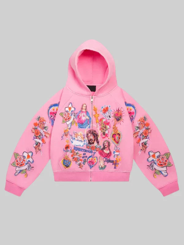 We Are Righteous Risen King Cropped Zip-Up Hoodie