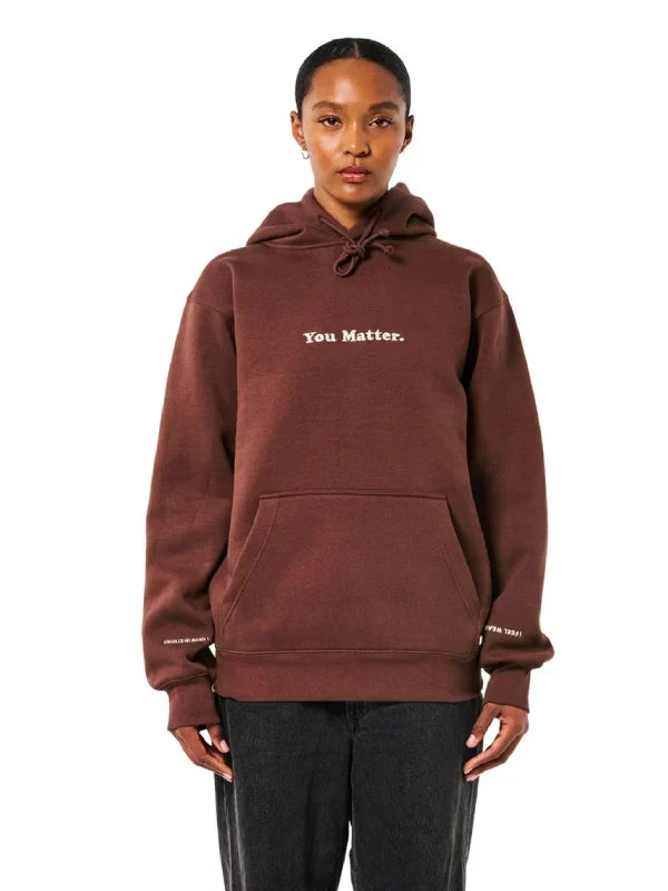 You Matter Satin Hoodie Brown