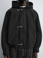 Zara Clasp Hooded Jacket Black