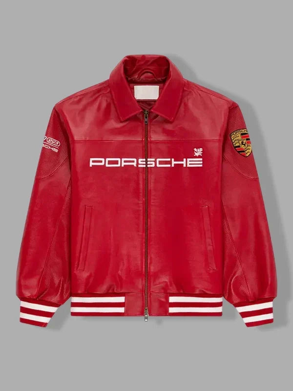 ald porsche leather jacket red
