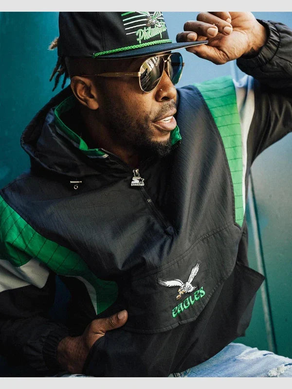 starter eagles pullover jacket
